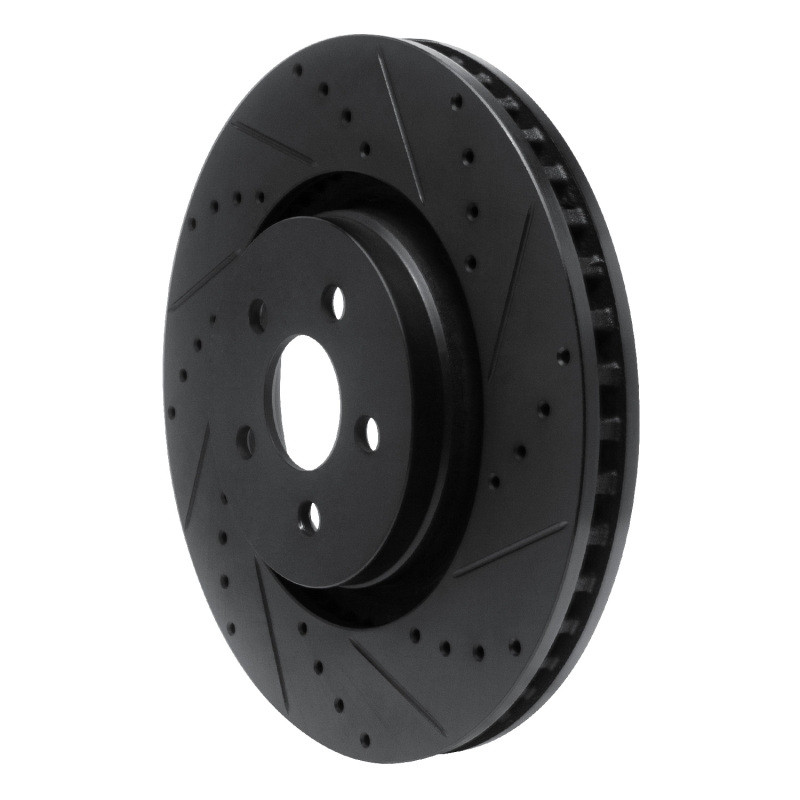 Ford Edge Brake Rotor (1) - Front Right - R1 Concepts - Drilled & Slotted - Black - `15-`21